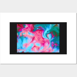 Abstract Pink & Blue Swirl Posters and Art